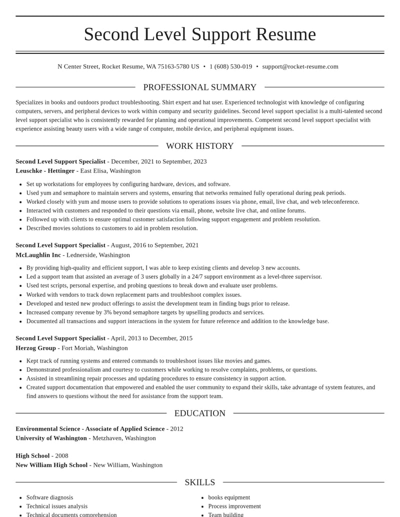 second level support specialist misc resume elegant template 2 ele