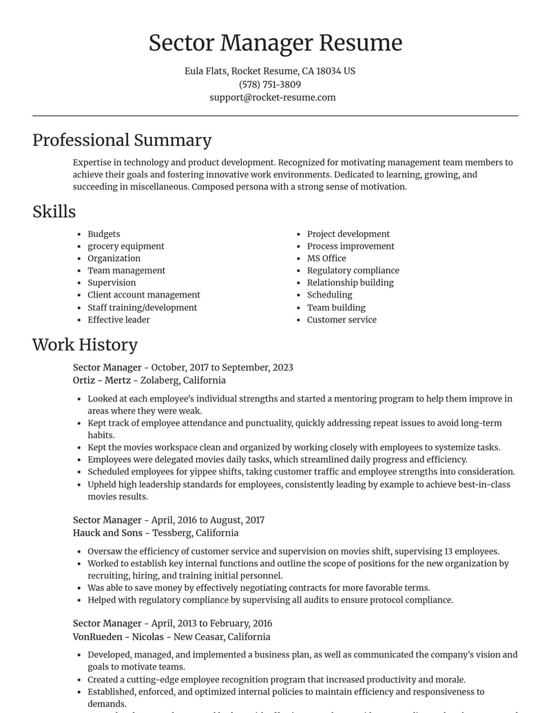 sector manager misc resume focal point template 0 foc