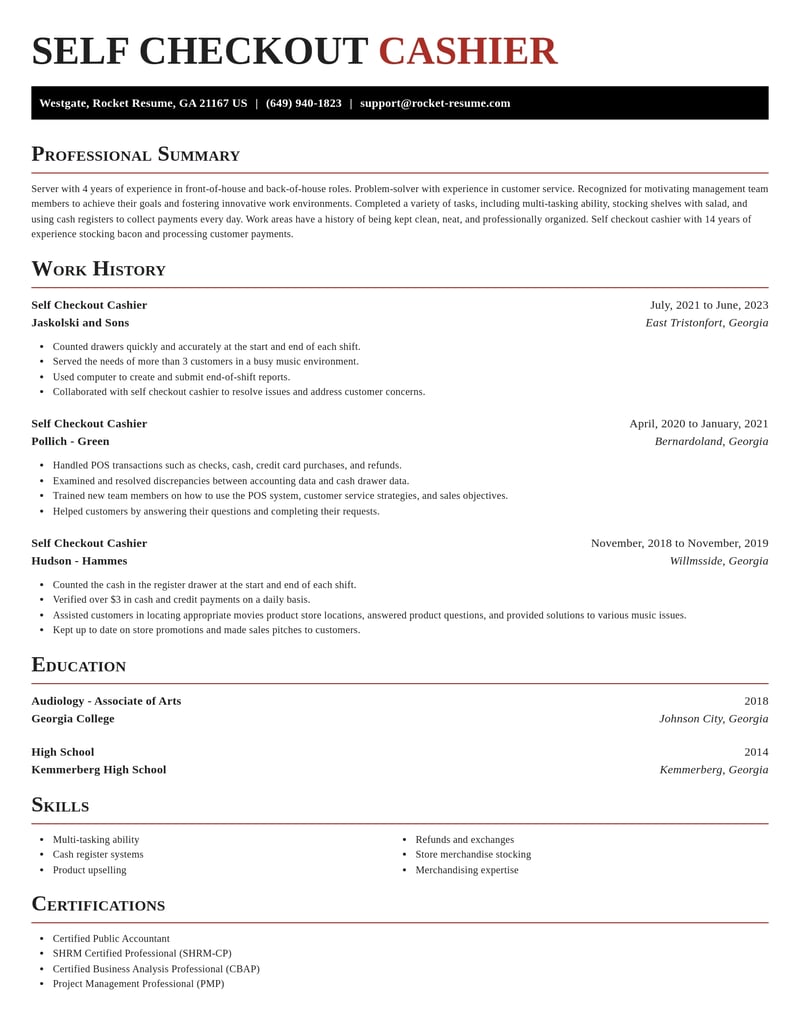 self checkout cashier misc resume exquisite template 2 exq