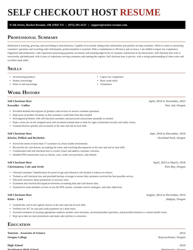 self checkout host misc resume exquisite template 2 exq