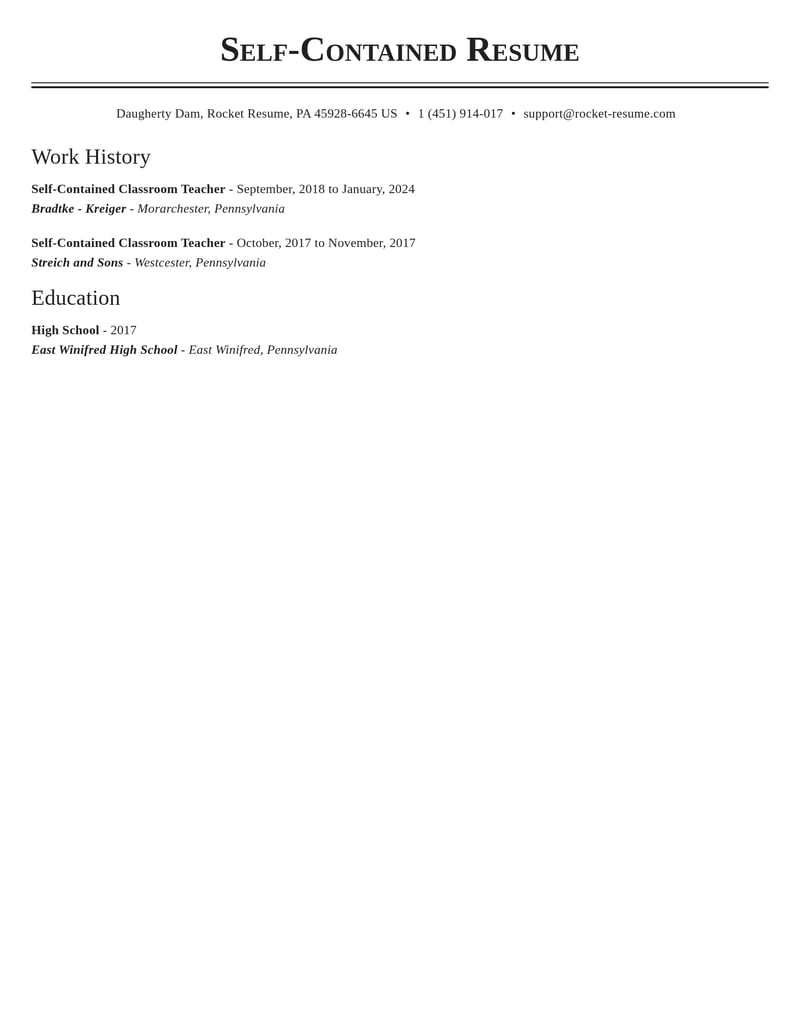 self contained classroom teacher misc resume classic template 0 cla