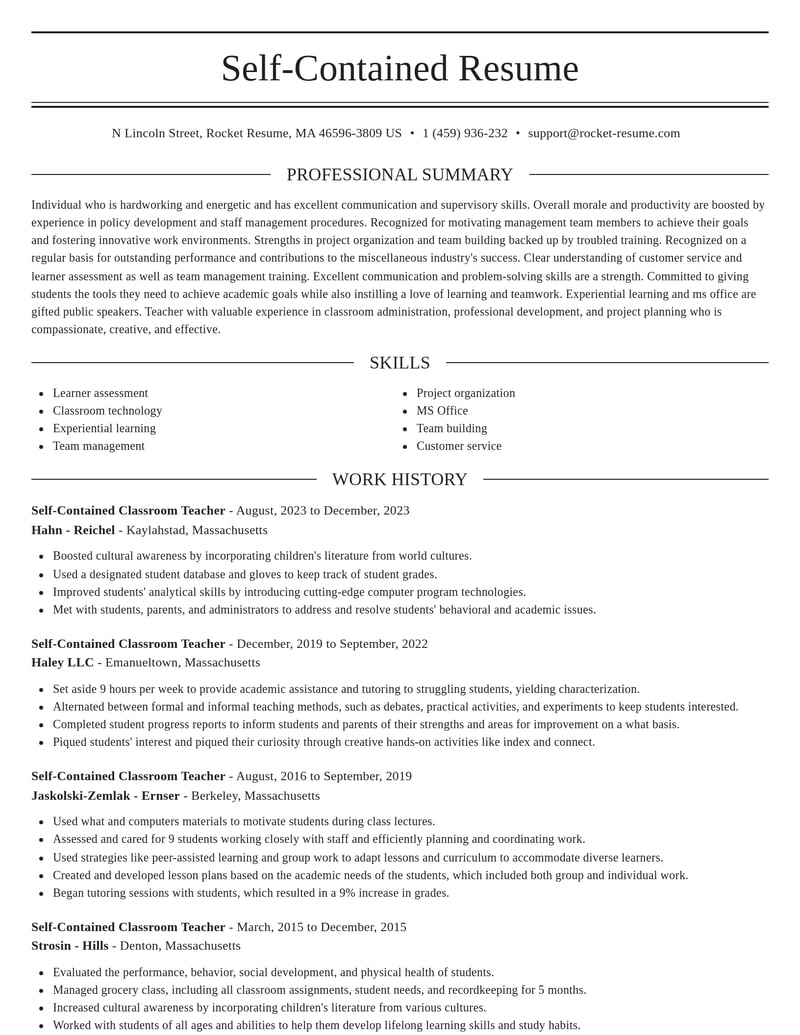 self contained classroom teacher misc resume elegant template 0 ele