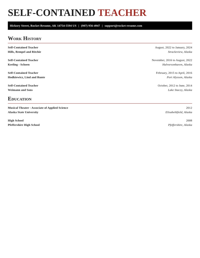 self contained teacher misc resume exquisite template 2 exq