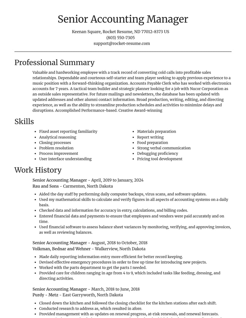 senior accounting manager misc resume focal point template 1 foc