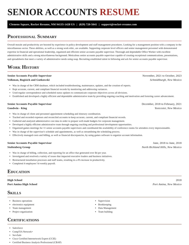 senior accounts payable supervisor misc resume exquisite template 1 exq