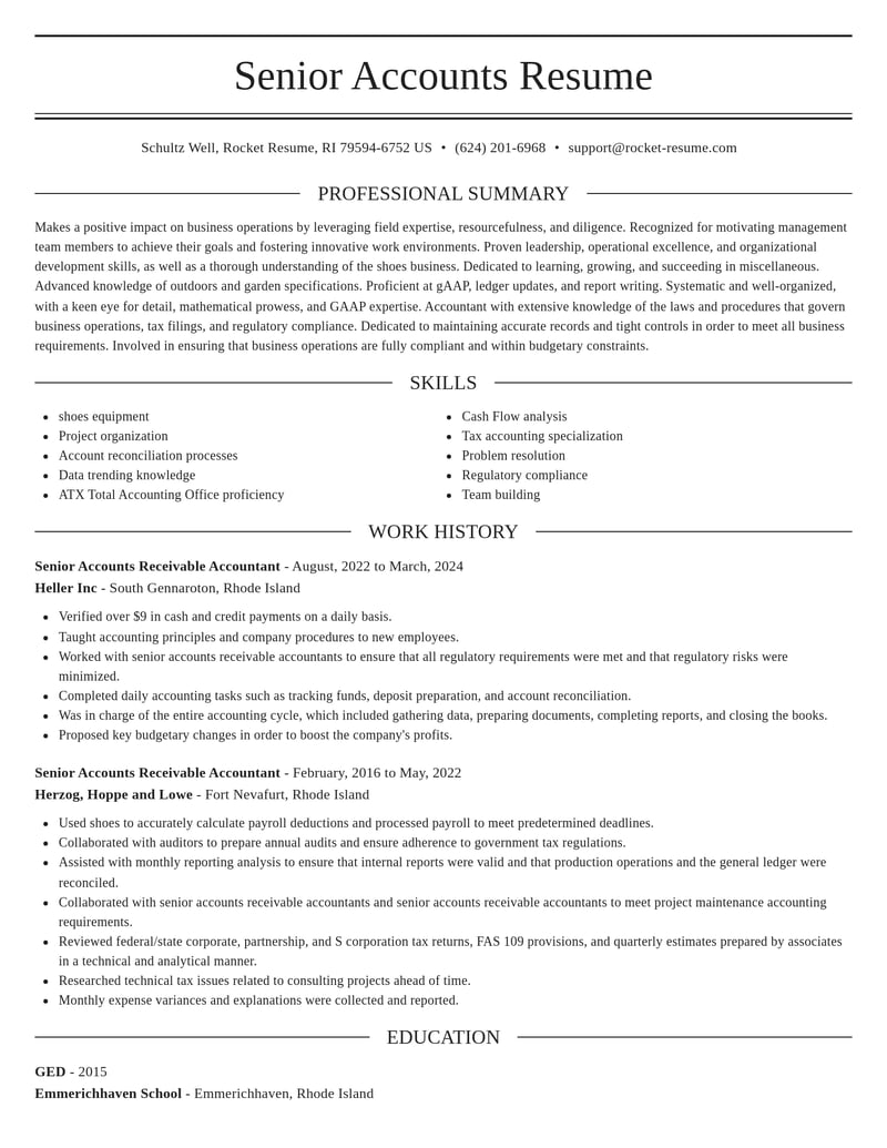 senior accounts receivable accountant misc resume elegant template 0 ele