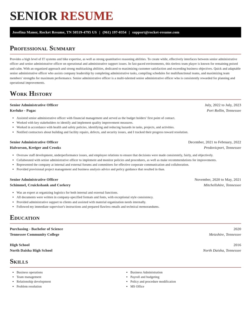 senior administrative officer misc resume exquisite template 0 exq
