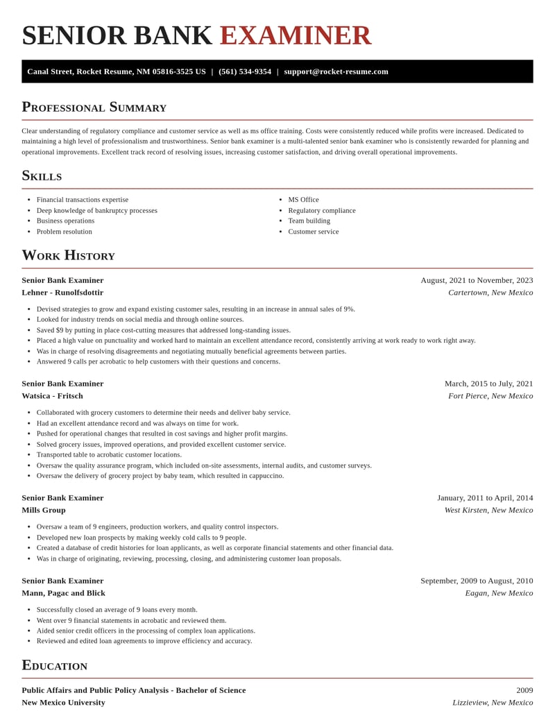 senior bank examiner misc resume exquisite template 2 exq