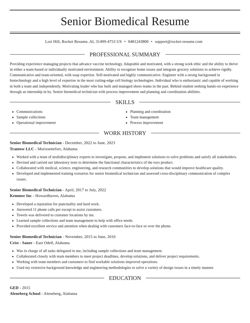 senior biomedical technician misc resume elegant template 0 ele
