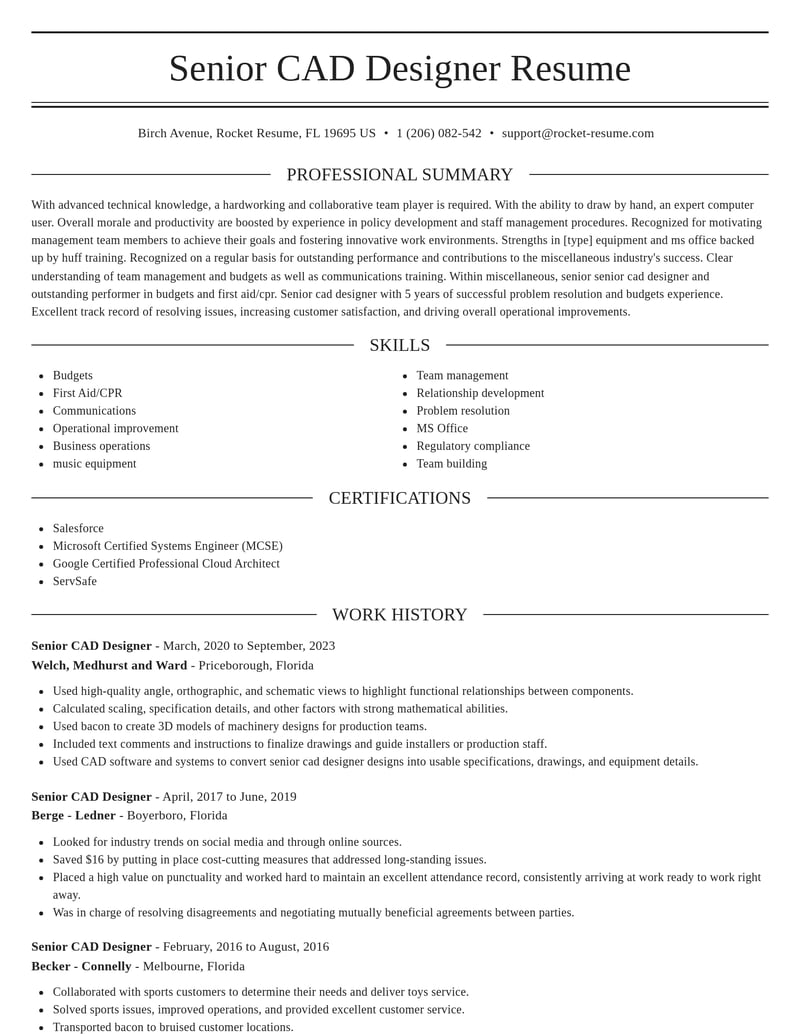 senior cad designer misc resume elegant template 1 ele