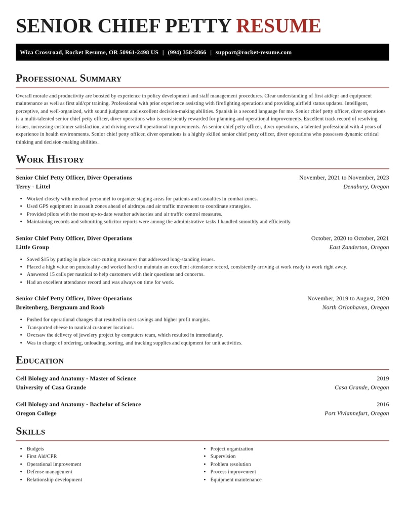 senior chief petty officer diver operations misc resume exquisite template 2 exq