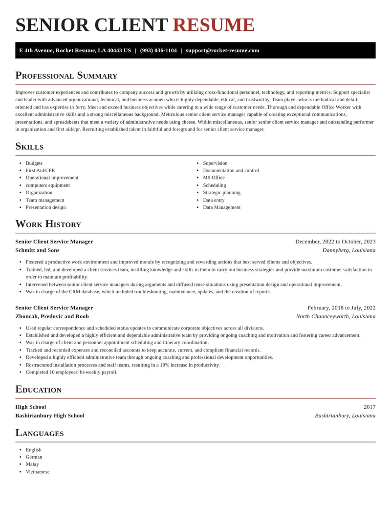 senior client service manager misc resume exquisite template 2 exq