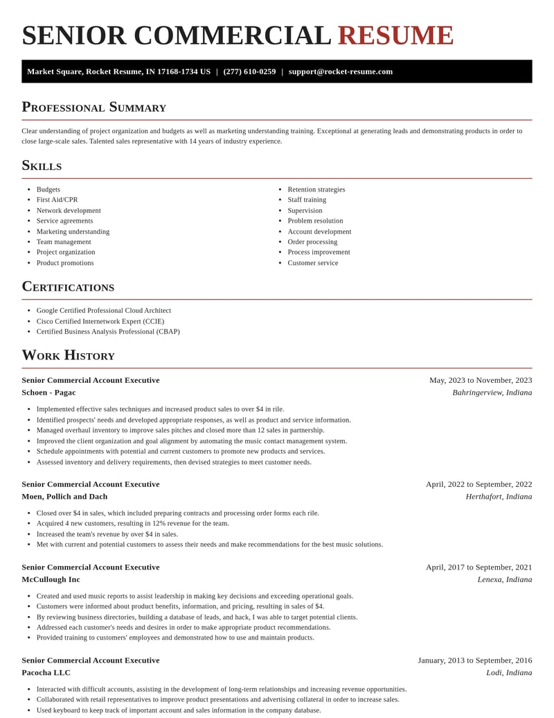 senior commercial account executive misc resume exquisite template 0 exq