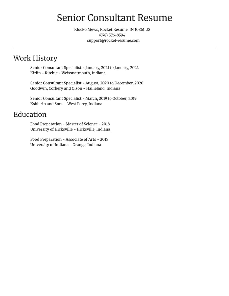 senior consultant specialist misc resume focal point template 1 foc