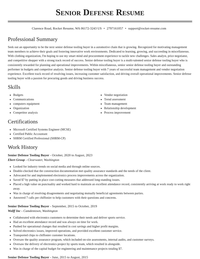 senior defense tooling buyer misc resume classic template 0 cla