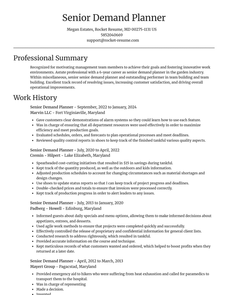 senior demand planner misc resume focal point template 0 foc