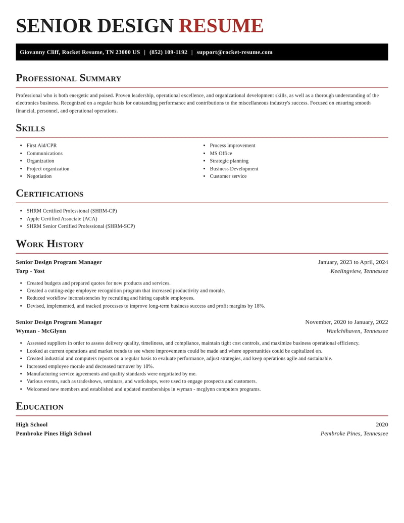 senior design program manager misc resume exquisite template 2 exq