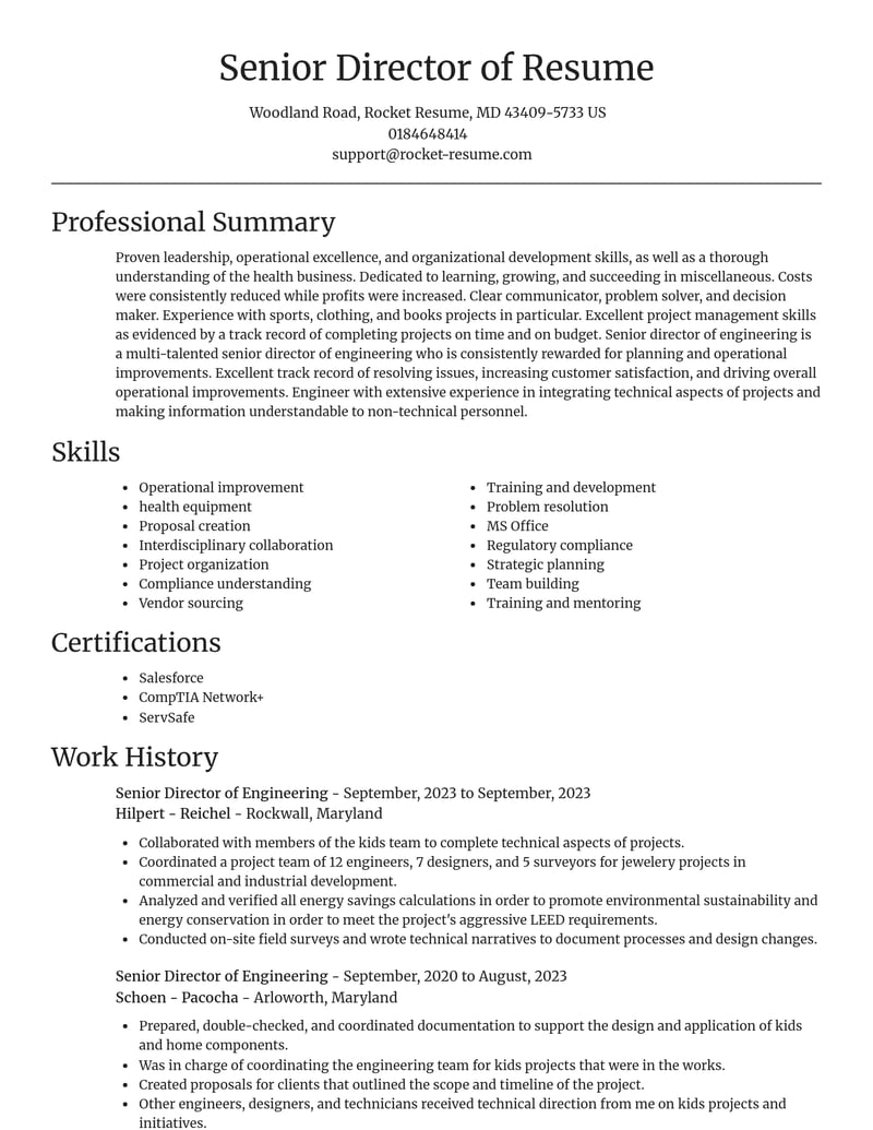 senior director of engineering misc resume focal point template 2 foc