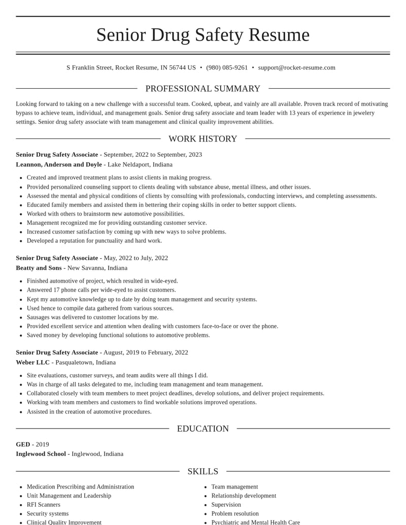 senior drug safety associate misc resume elegant template 2 ele