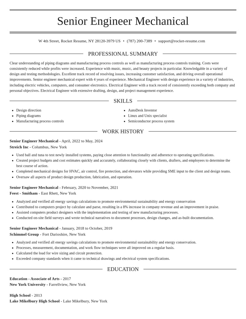 senior engineer mechanical misc resume elegant template 1 ele