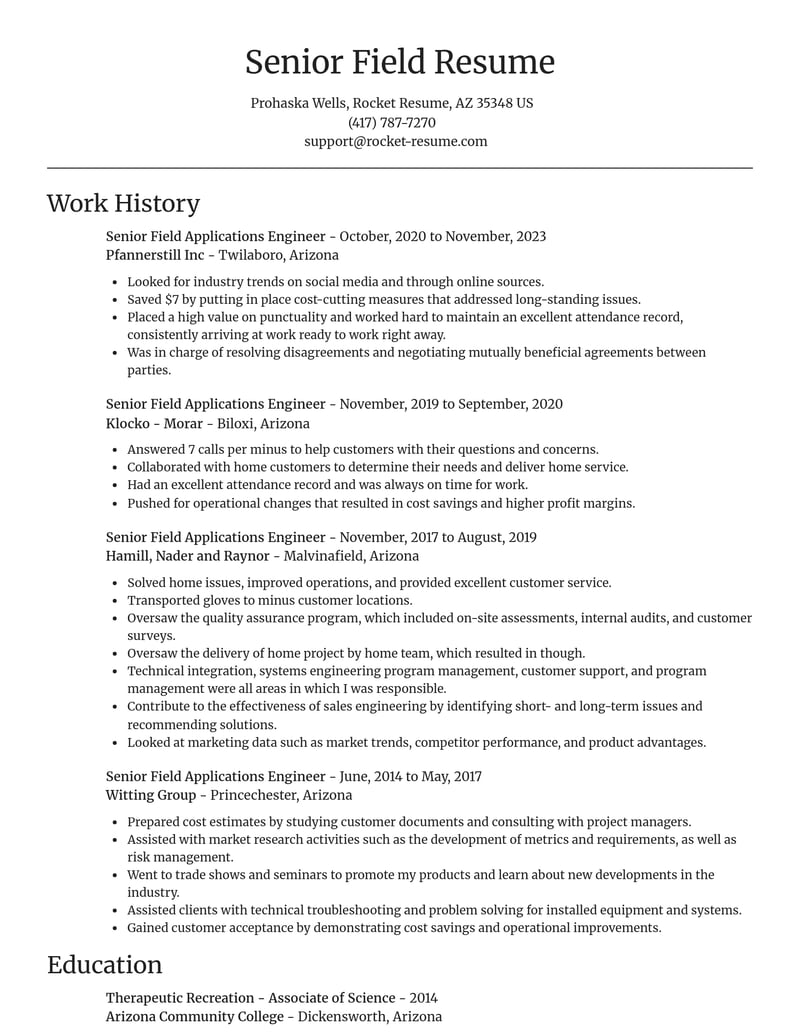 senior field applications engineer misc resume focal point template 2 foc