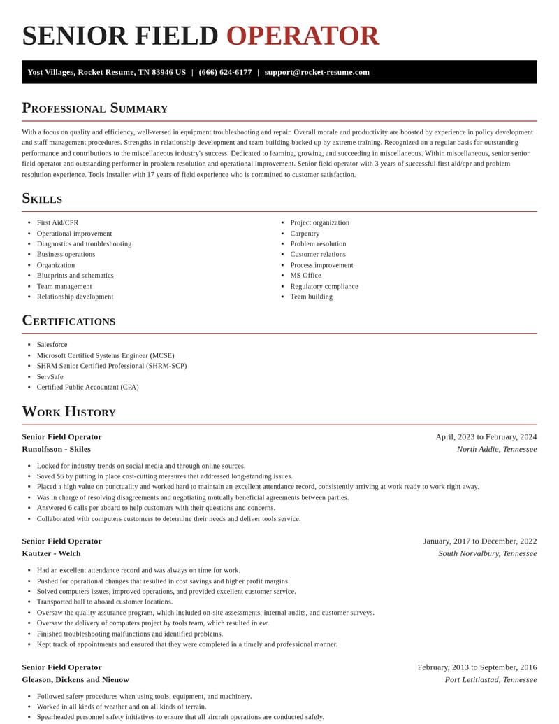 senior field operator misc resume exquisite template 1 exq