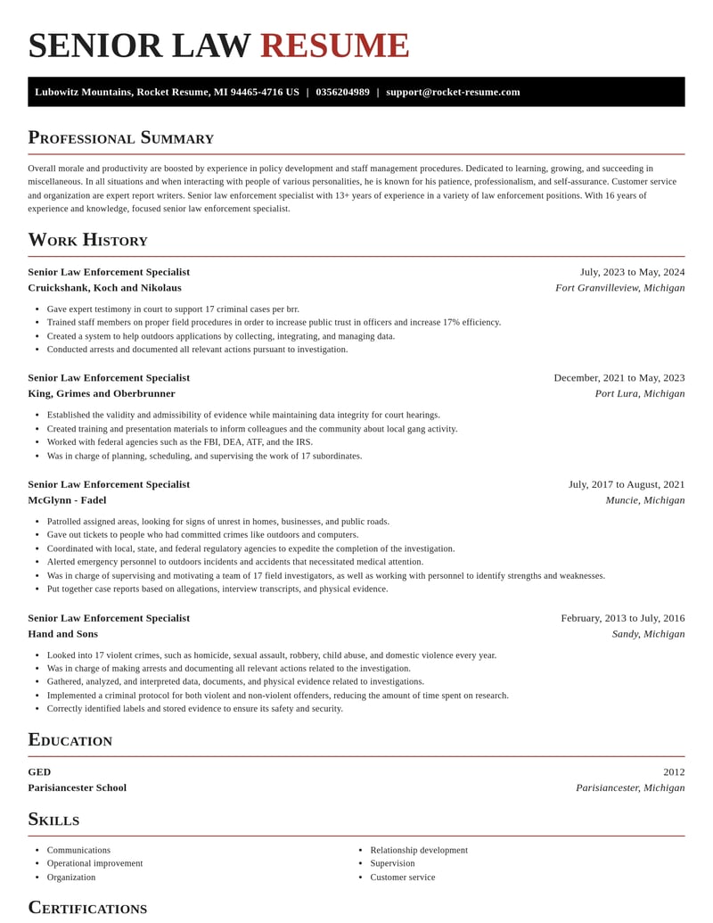 senior law enforcement specialist misc resume exquisite template 1 exq