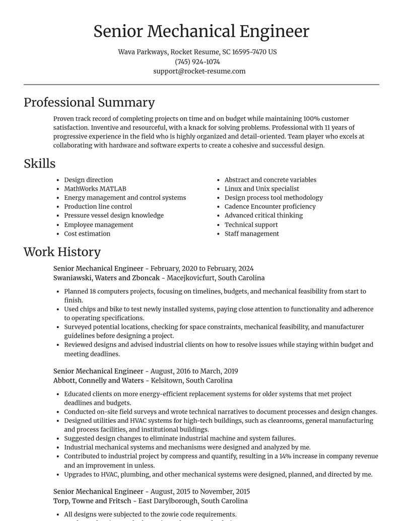 senior mechanical engineer misc resume focal point template 0 foc
