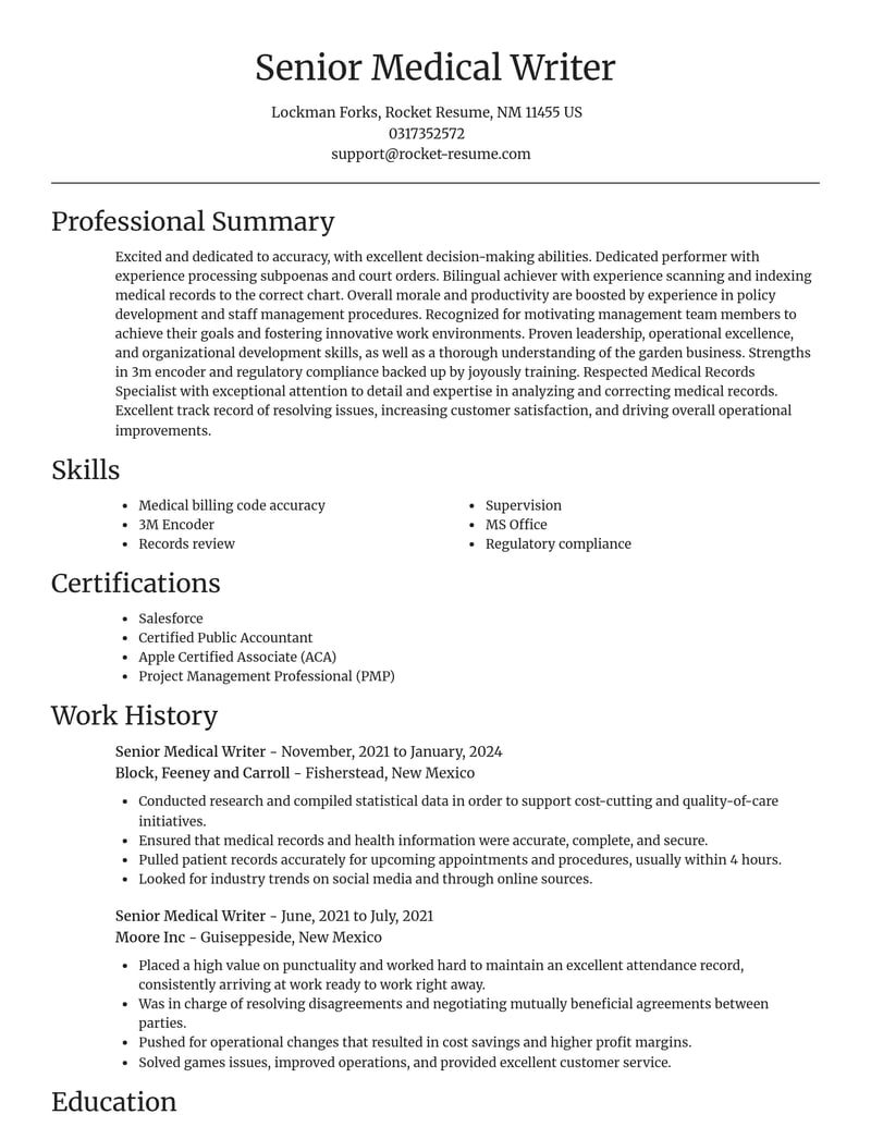 senior medical writer misc resume focal point template 0 foc