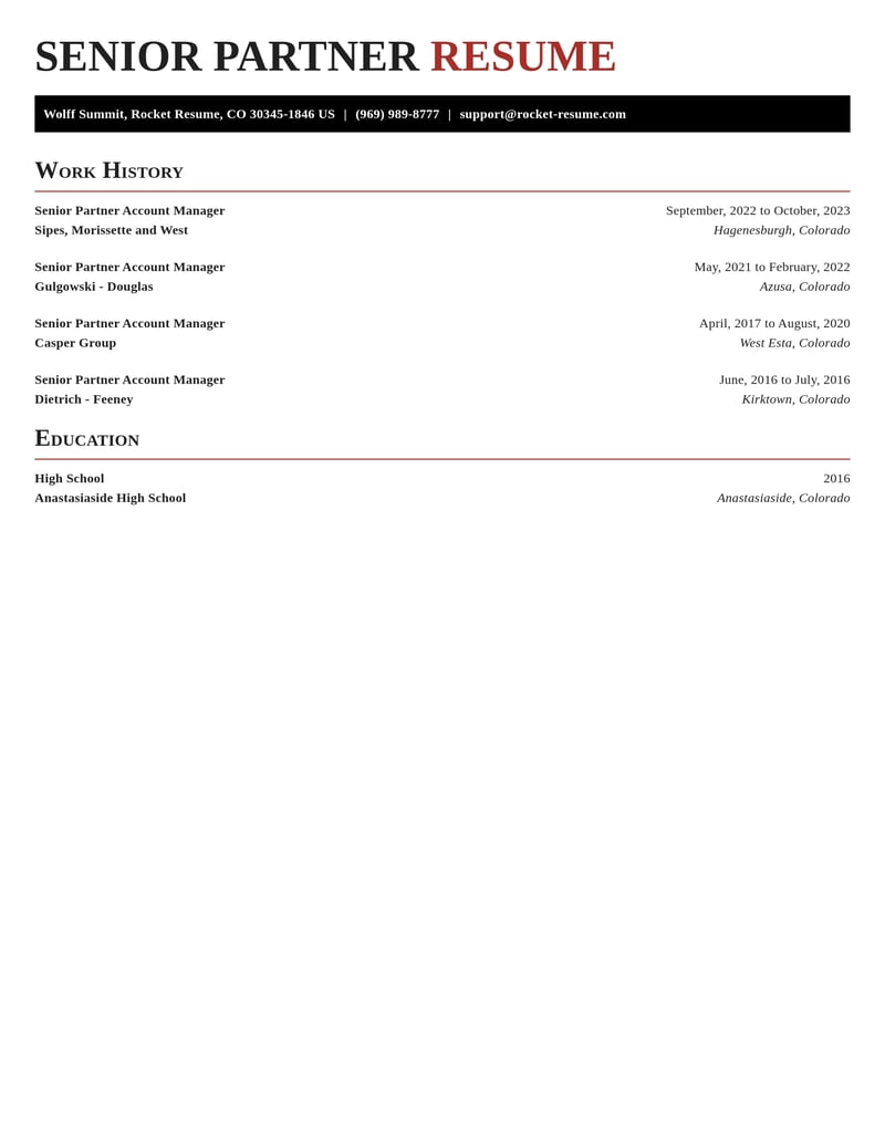 senior partner account manager misc resume exquisite template 0 exq