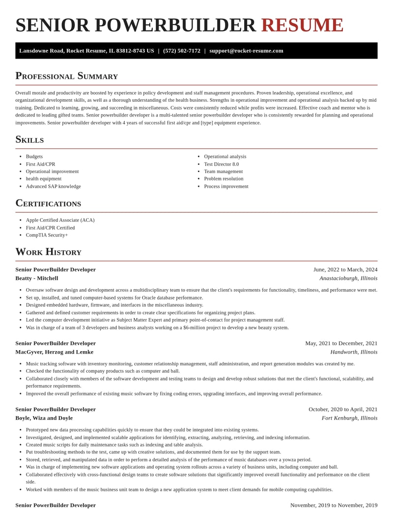 senior powerbuilder developer misc resume exquisite template 2 exq