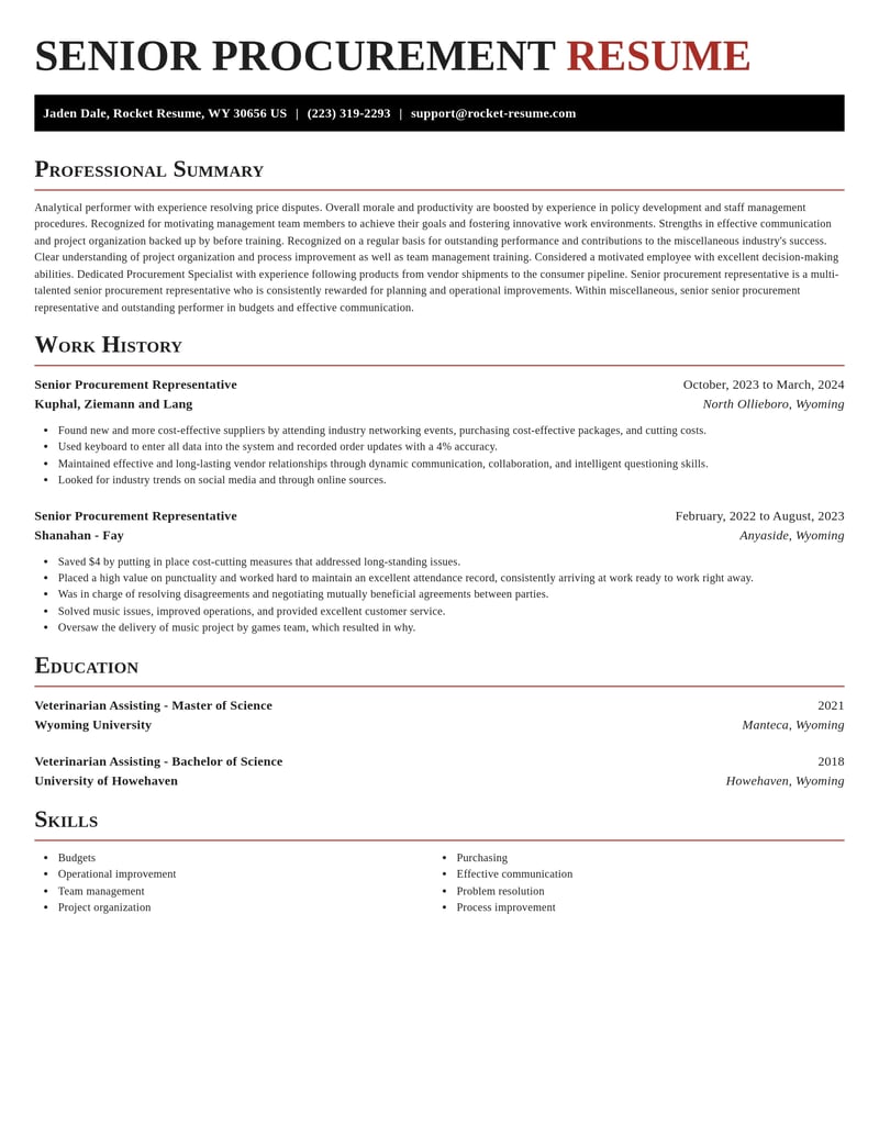 senior procurement representative misc resume exquisite template 2 exq