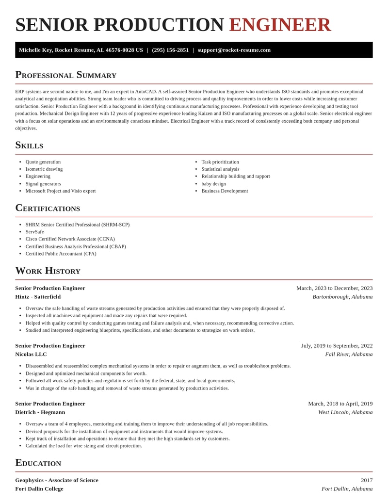 senior production engineer misc resume exquisite template 1 exq