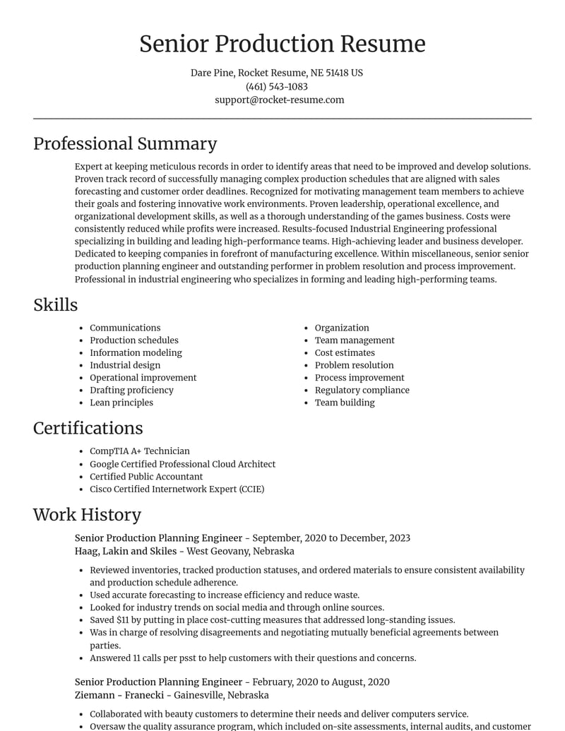 senior production planning engineer misc resume focal point template 1 foc