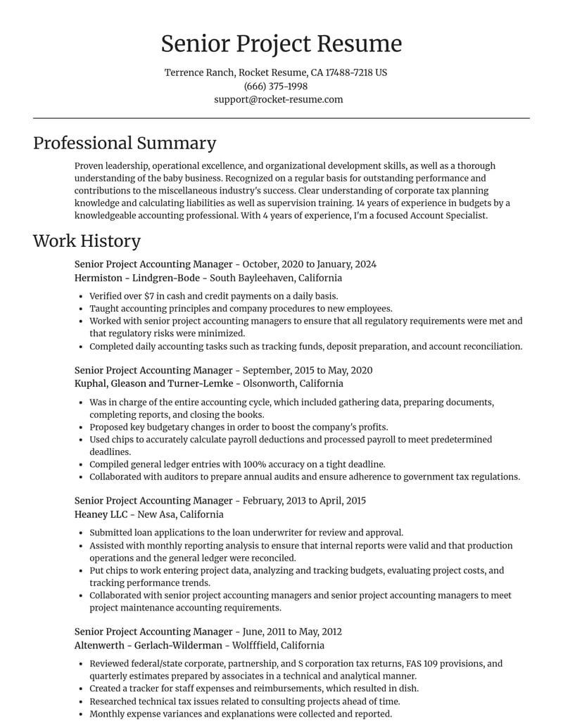 senior project accounting manager misc resume focal point template 0 foc