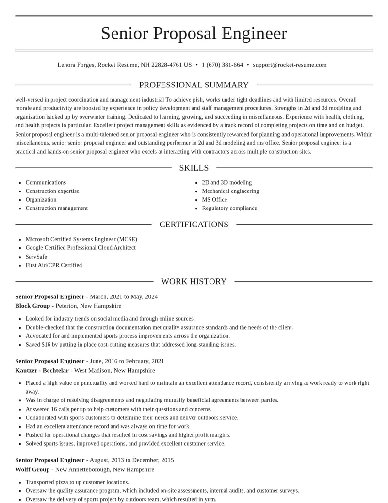 senior proposal engineer misc resume elegant template 2 ele
