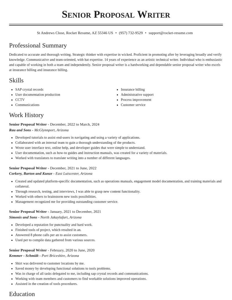 senior proposal writer misc resume classic template 0 cla