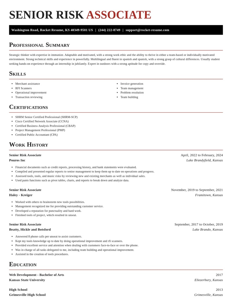 senior risk associate misc resume exquisite template 2 exq