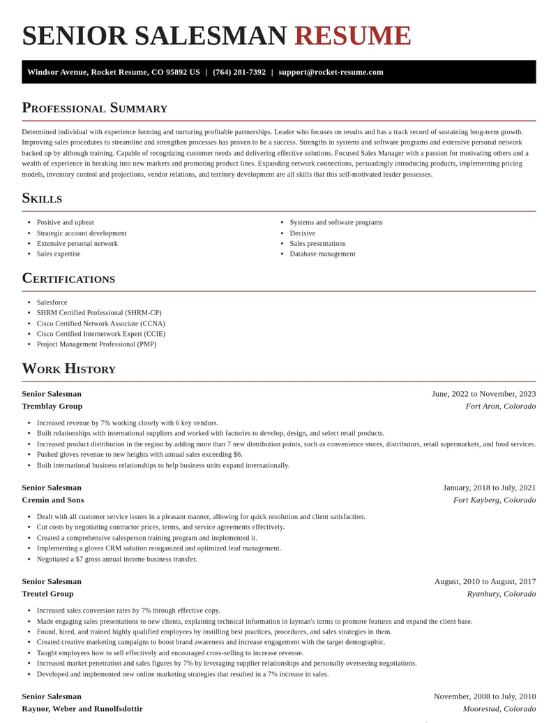 senior salesman misc resume exquisite template 1 exq