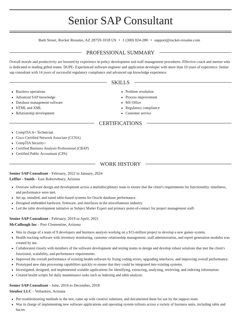 senior sap consultant misc resume elegant template 2 ele
