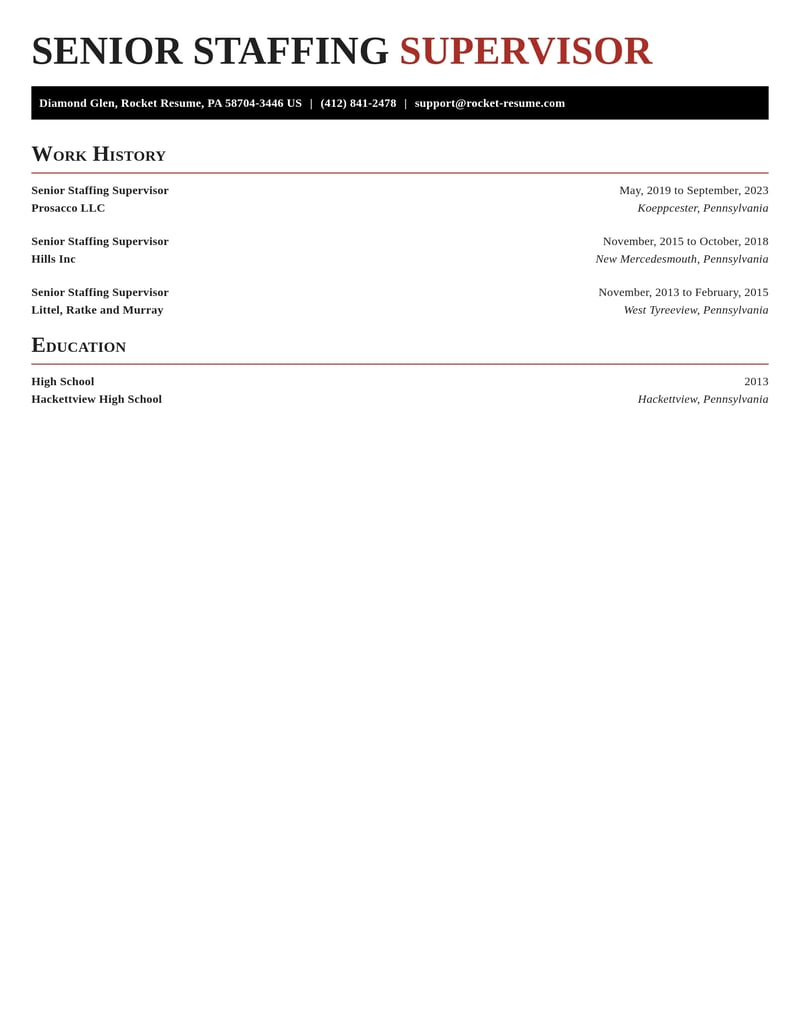 senior staffing supervisor misc resume exquisite template 2 exq