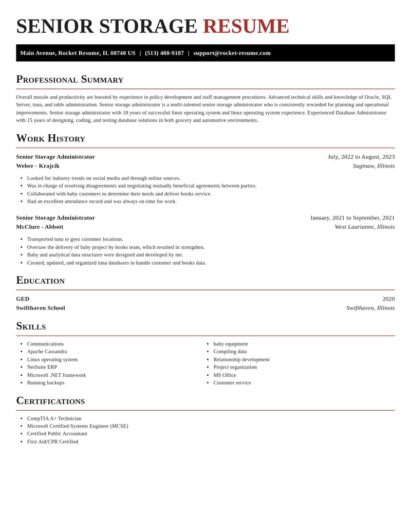 senior storage administrator misc resume exquisite template 2 exq