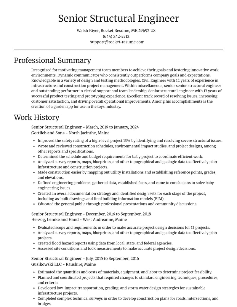 senior structural engineer misc resume focal point template 2 foc