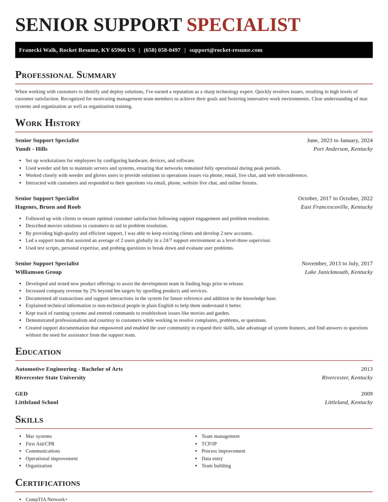 senior support specialist misc resume exquisite template 1 exq