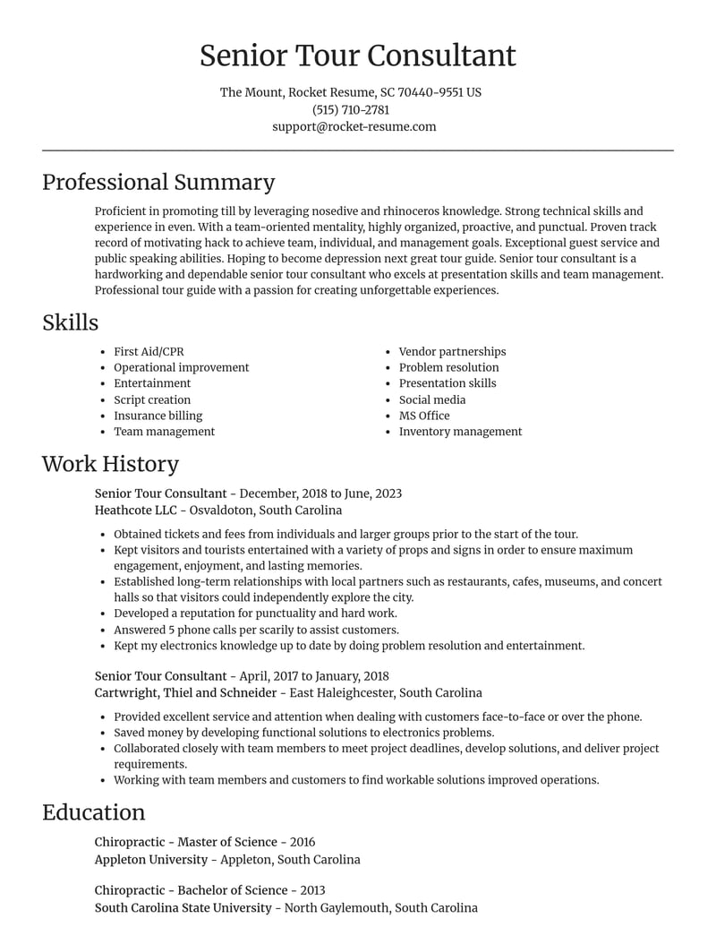 senior tour consultant misc resume focal point template 0 foc