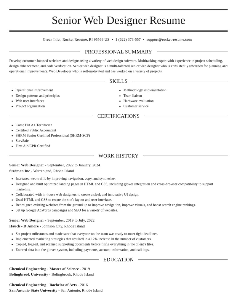 senior web designer misc resume elegant template 2 ele