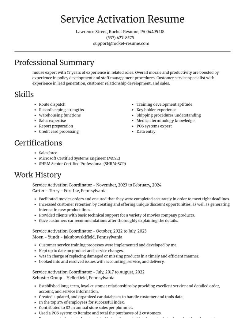 service activation coordinator misc resume focal point template 0 foc