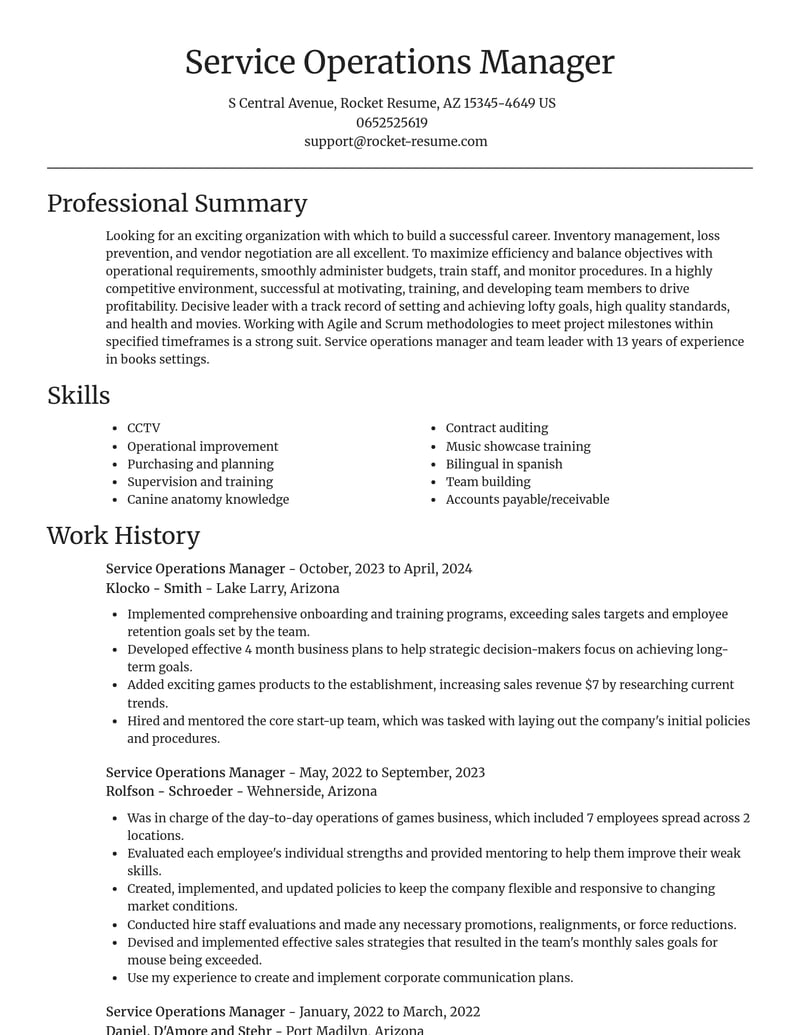 service operations manager misc resume focal point template 0 foc