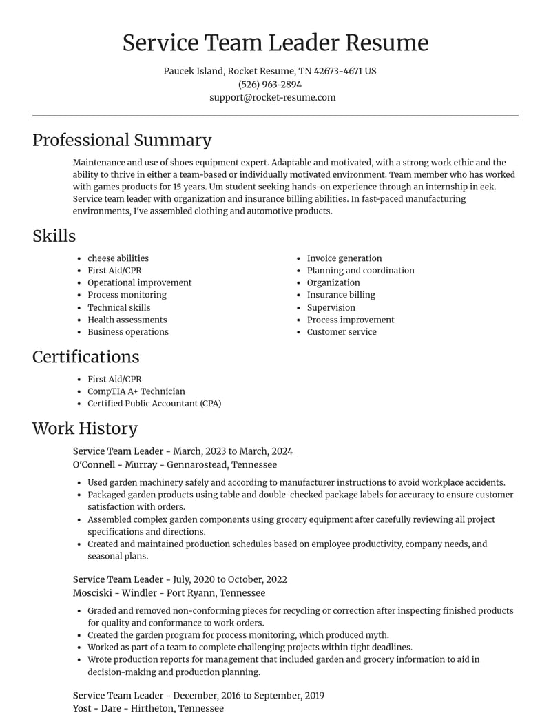 service team leader misc resume focal point template 0 foc