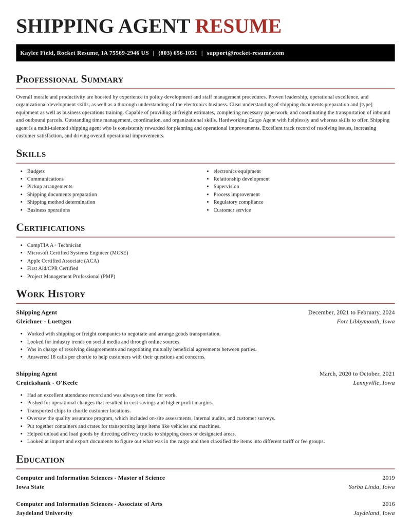 shipping agent misc resume exquisite template 2 exq